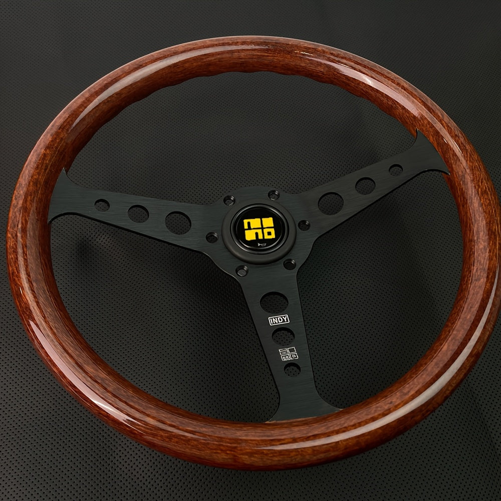 Универсальное деревянное рулевое колесо для гонок и дрифта, 35.56 см, черное/серебро