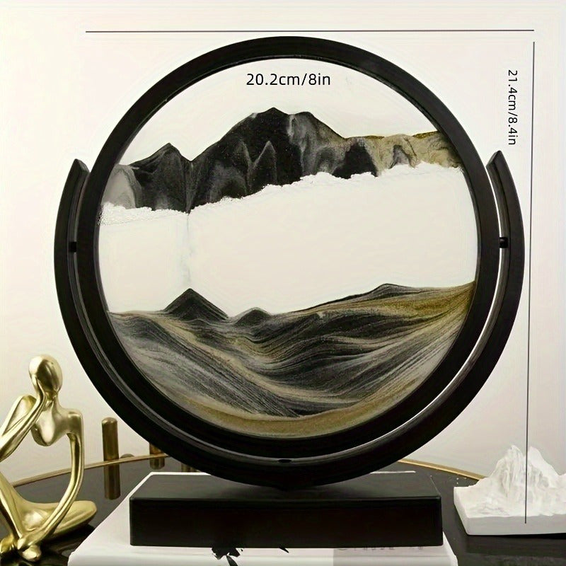 3D Sand Art Timer Glass Decor with Gold Accents for Living Room or Bedroom Landscape and Space Theme