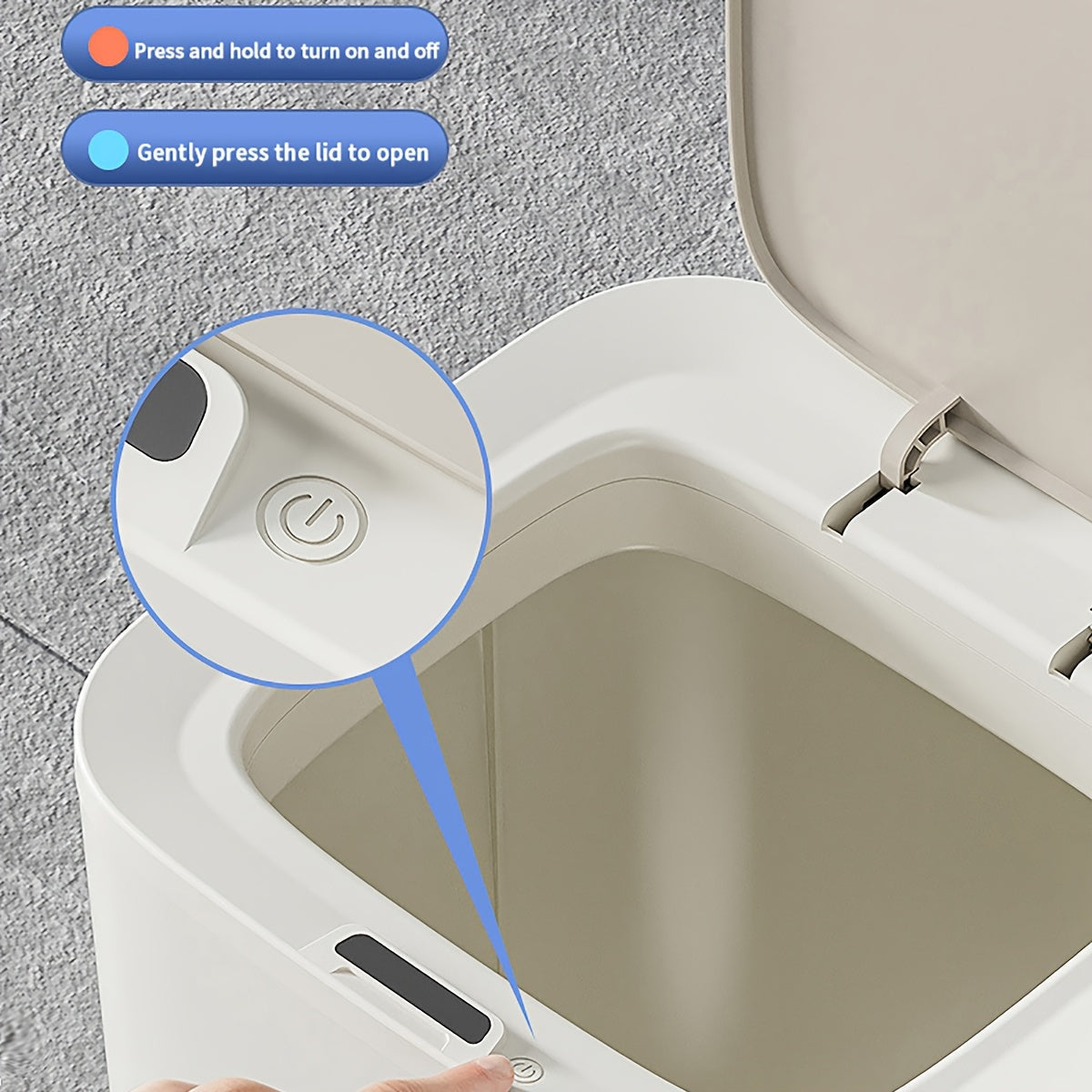 Smart Touchless Trash Can avtomatik ochish va yopish funksiyalariga ega, jim ishlaydi va uyda foydalanish uchun ideal suv o'tkazmaydigan dizaynga ega.