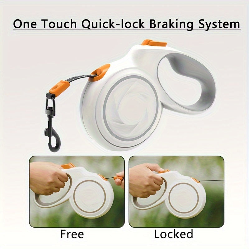 KEYPAI Og'ir yuk ko'taruvchi qaytariladigan it bog'ichi (16ft) o'rtacha va katta itlar uchun 49.9KG gacha. Tez qulflash tormoz tizimi, 360° o'ralmas, sirpanmas tutqich, geometrik shakldagi mustahkam ABS material.