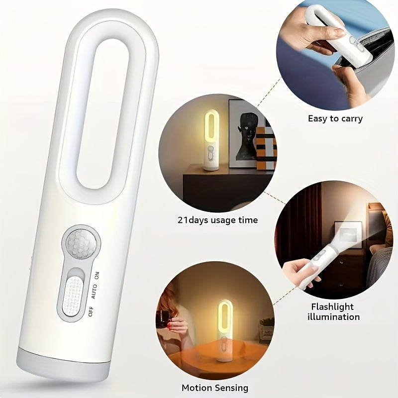 Rechargeable LED Night Light with Body Sensor and Dusk to Dawn Flashlight for Bedroom and Bathroom