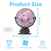 Rechargeable LED Camping Fan with 5-Speed Adjustable Air Circulation and 360° Rotation