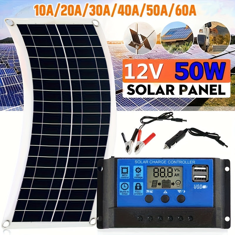 Portable Solar Panel Kit 12V 18V USB Charging Solar Board for Phone RV Car Outdoor