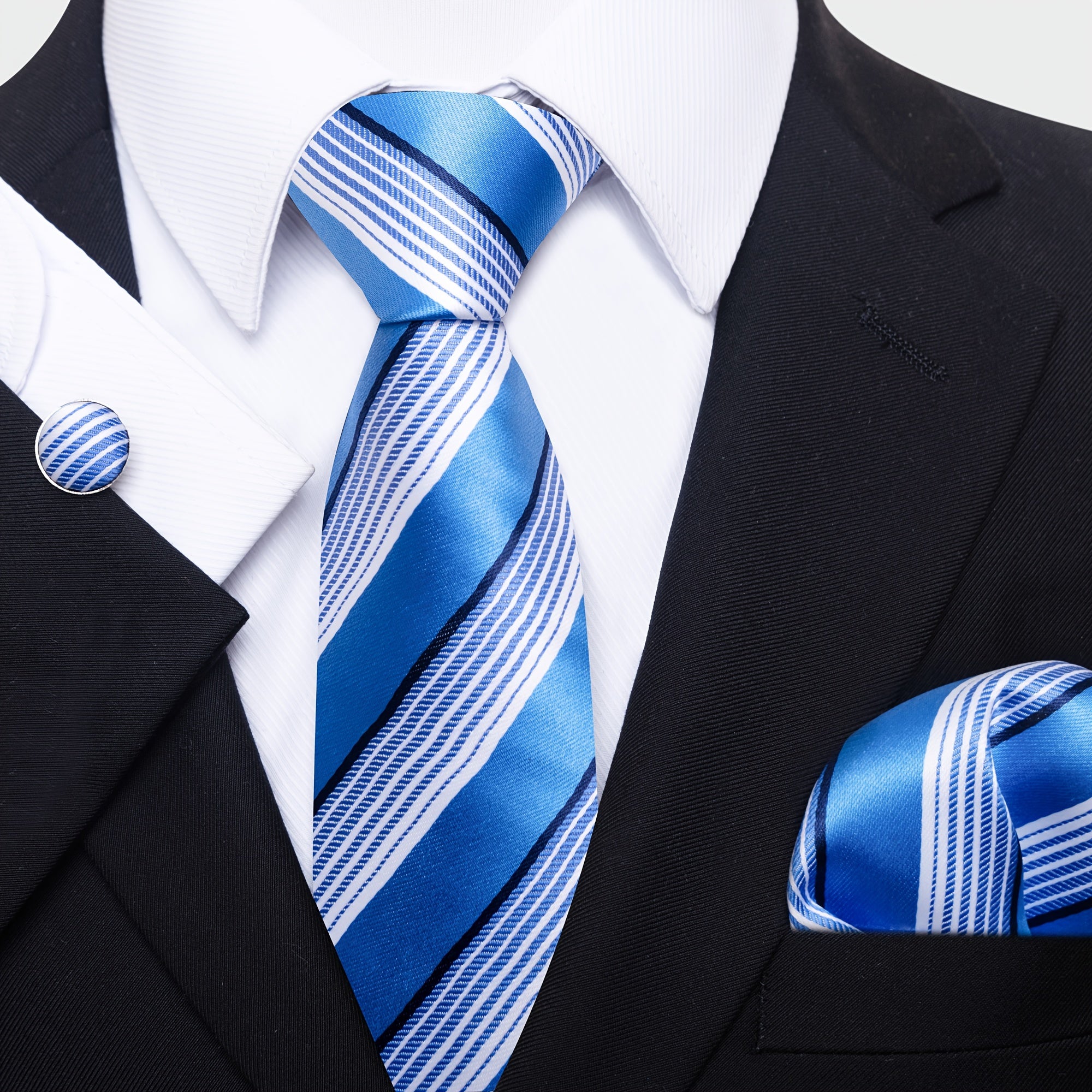 Men's Tie, Handkerchief, Cufflinks Set for Weddings, Parties, Business