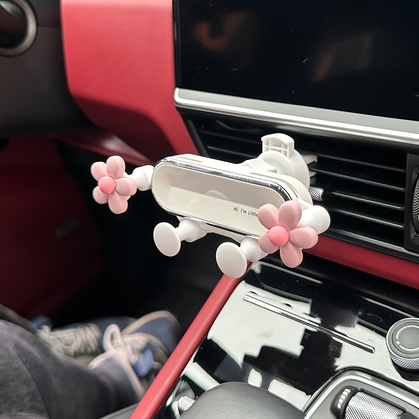 Soporte para teléfono de espejo de coche ajustable en forma de flor de plástico unisex, duradero y lavable