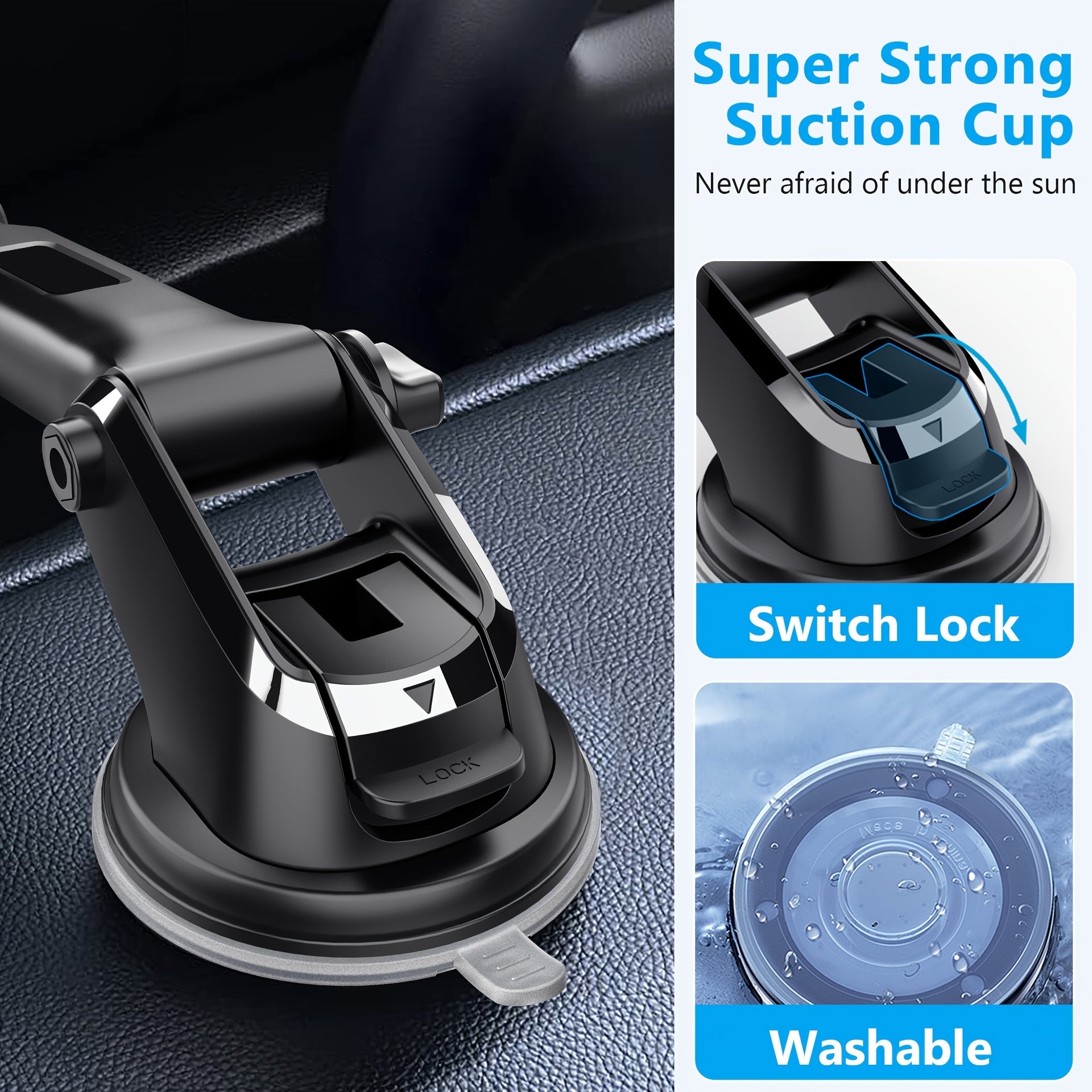 Soporte universal para teléfono de coche de ABS con rotación de 360° y ventosa para tablero