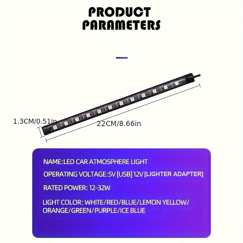 Car Interior LED Light Strip with Music Voice Control App RGB Decorative Lighting