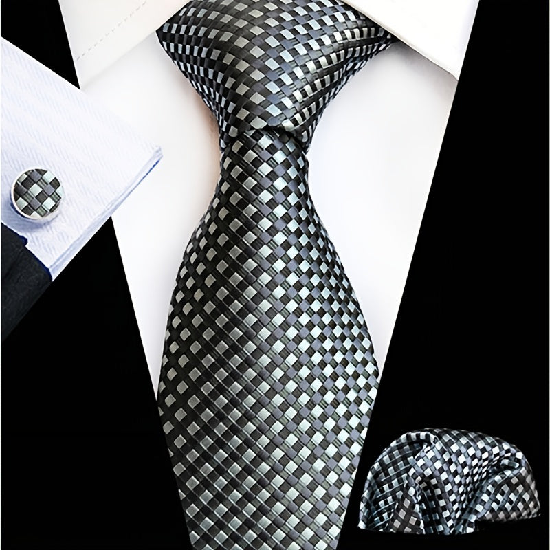 Men's Formal Plaid Tie Set with Gift Box