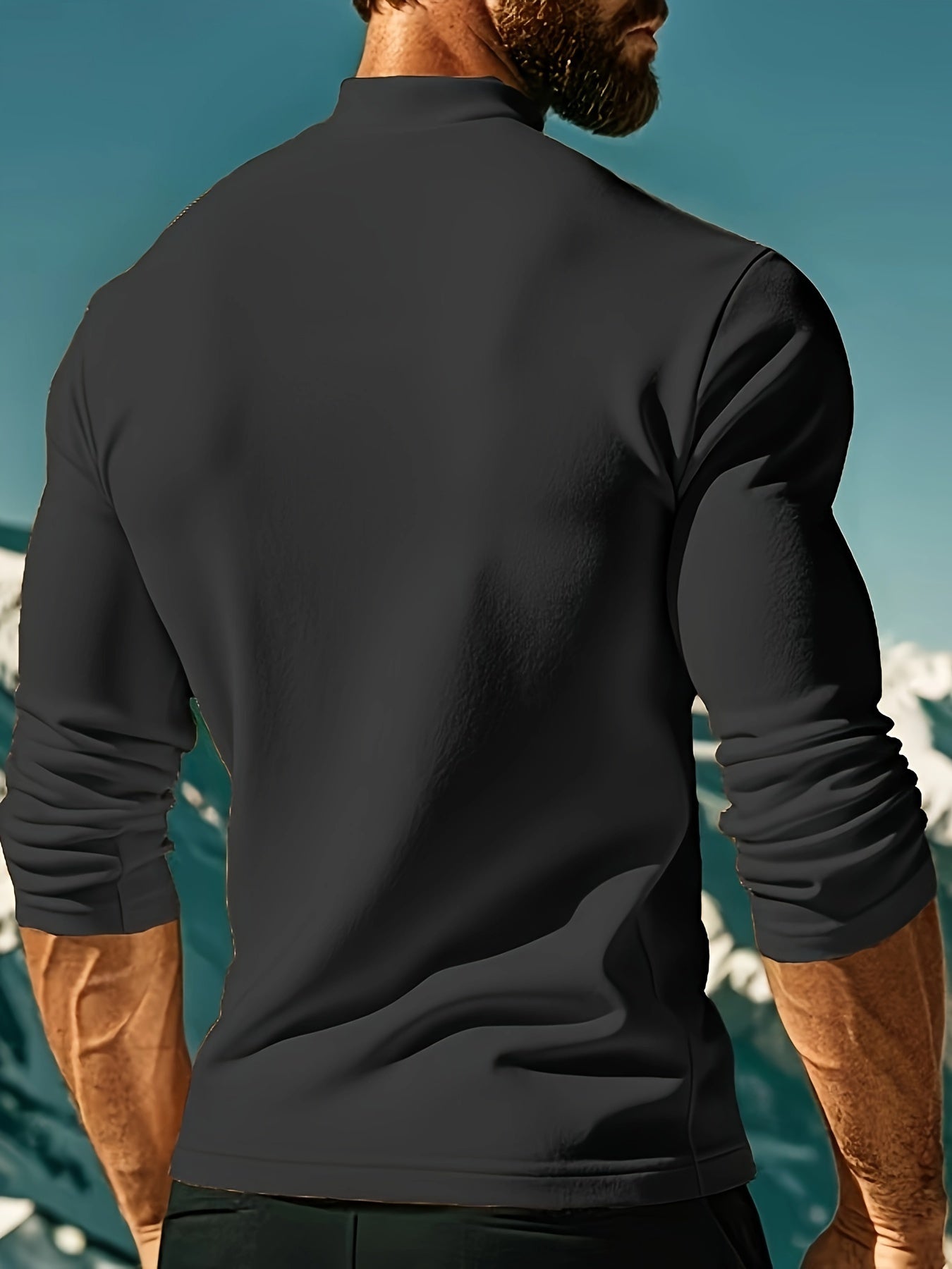 Sudadera de cuello alto elástico para hombre, ropa deportiva de manga larga para otoño e invierno