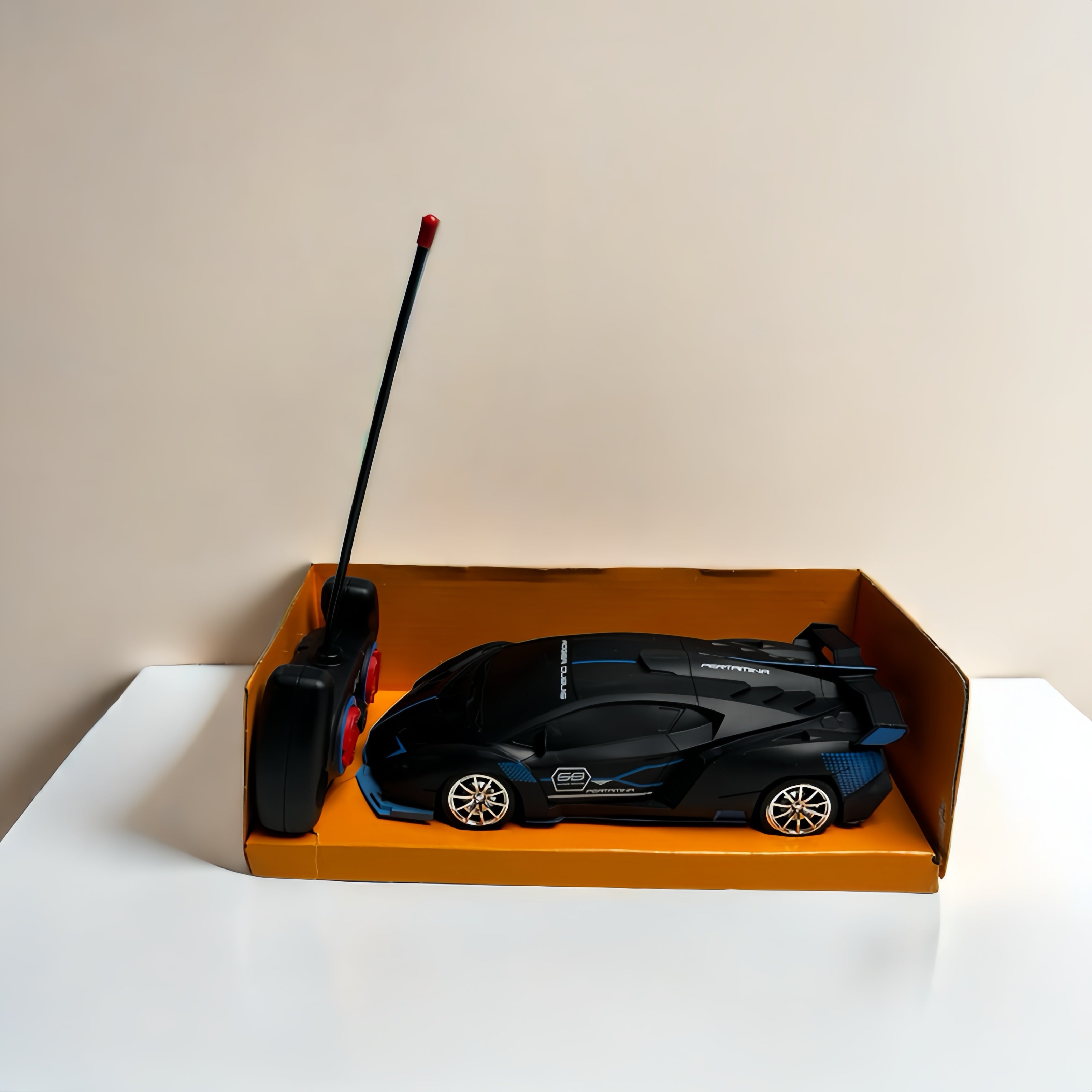 High-Speed RC Drift Car with LED Lights in Red Blue or Black for Kids 3+