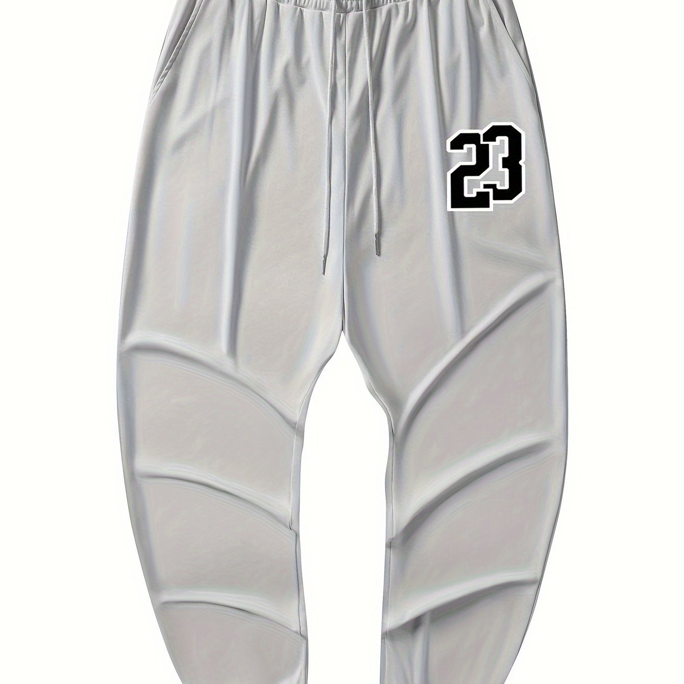 Plus Size Navy Blue Joggers with Number 23 Print Elastic Waistband Machine Washable