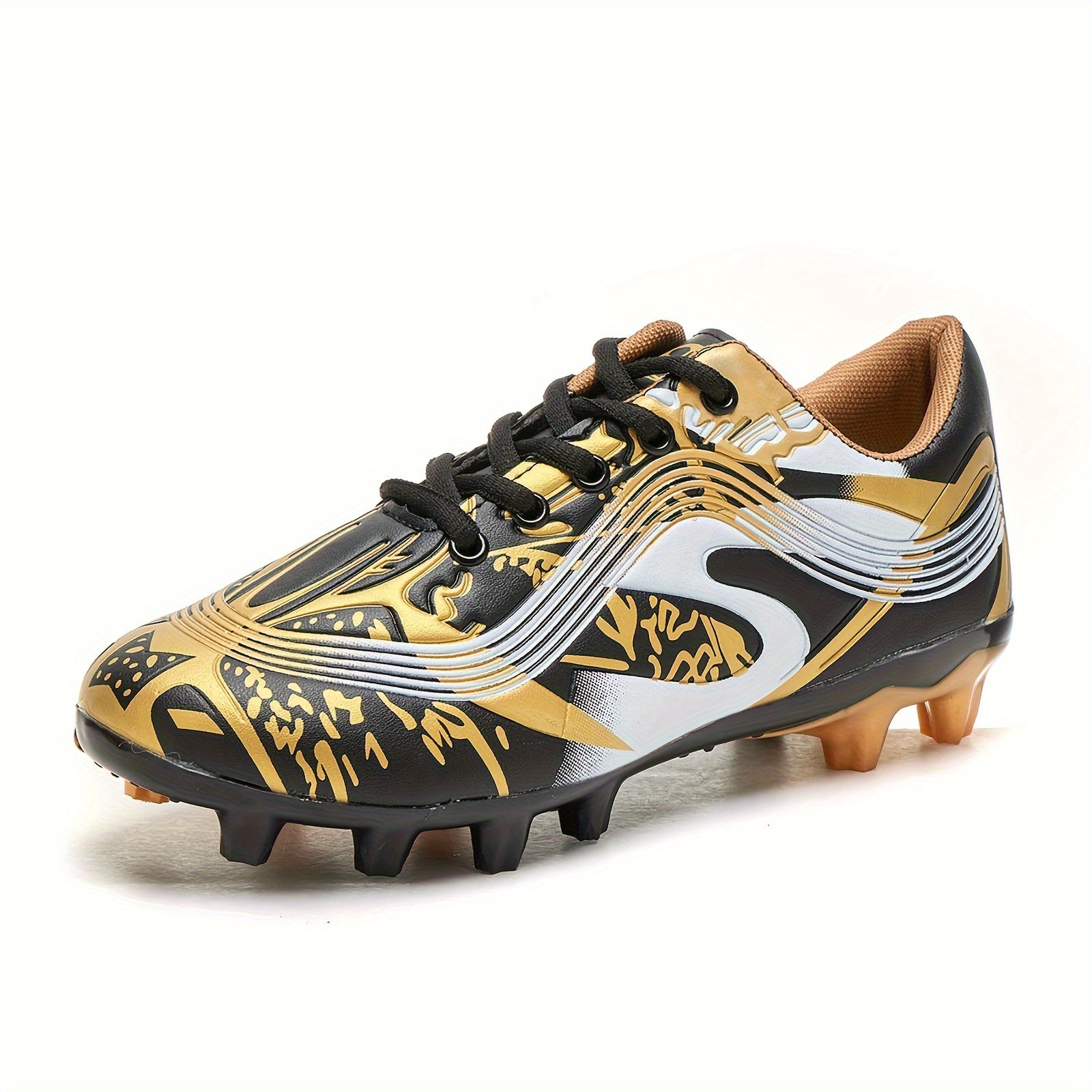 Youth Boys Girls Soccer Cleats with Striped Pattern Breathable Synthetic Upper Rubber Sole