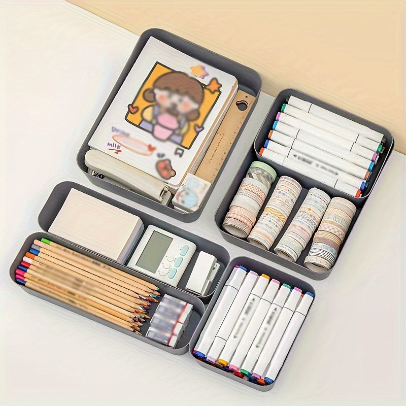 Desk Organizer with Classification Separator Stackable Stationery Box for Home Office