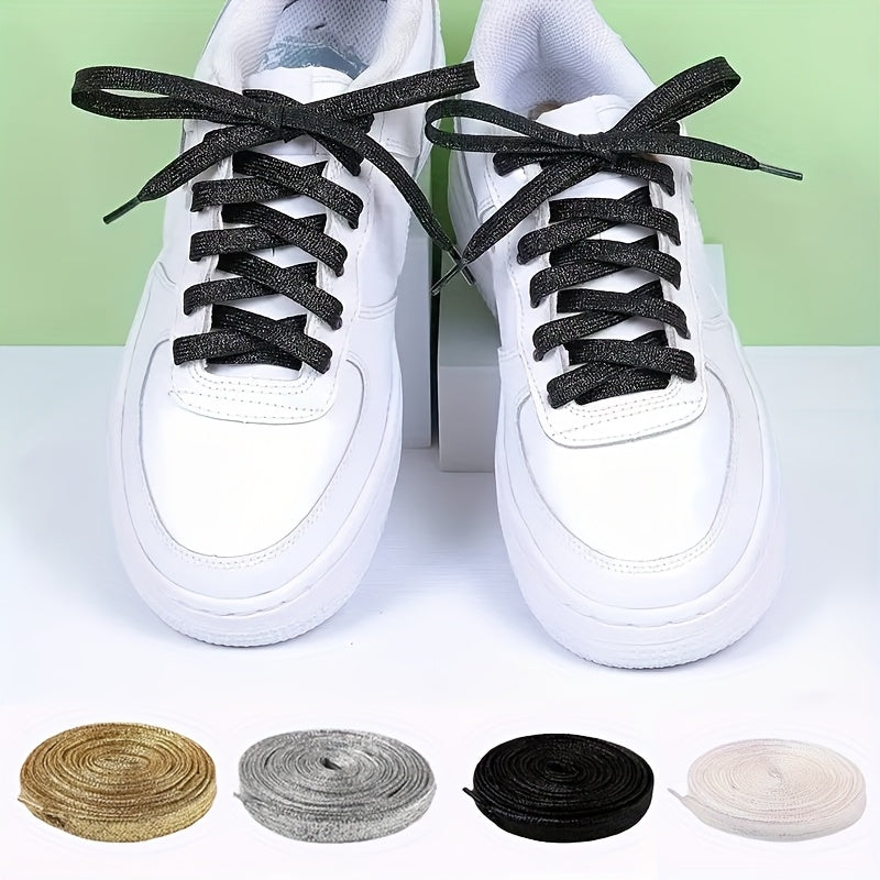 Unisex Iridescent Glitter Laces Flat Shoe Strings for Sneakers and Canvas