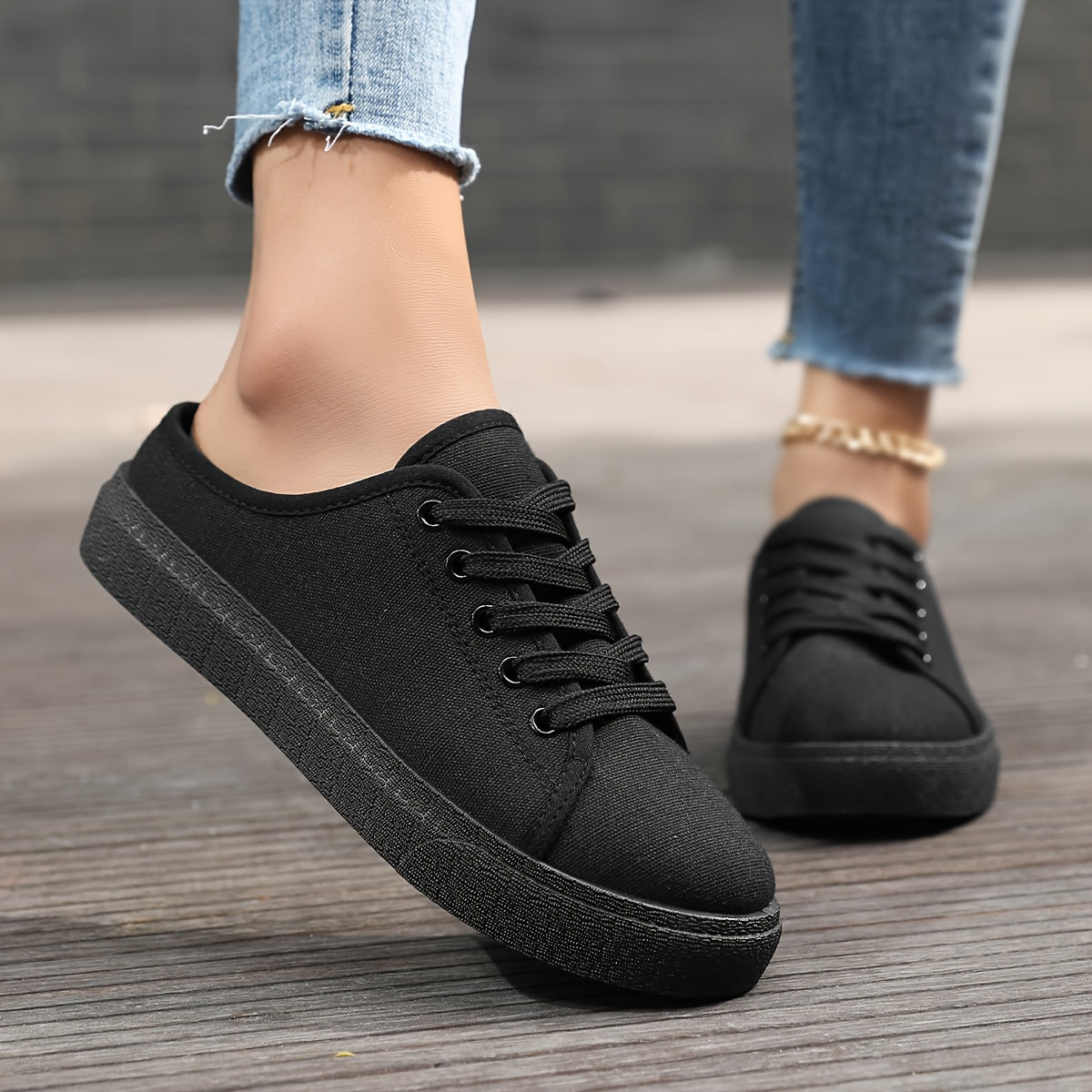 Ladies' Flat Shoes Solid Color Breathable Fabric Comfortable All-Season