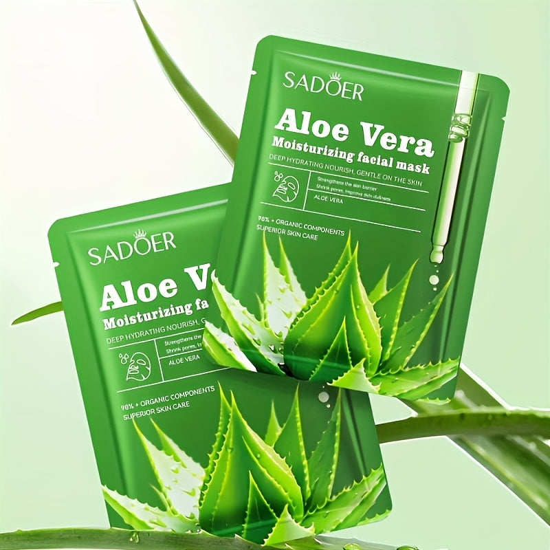 Adult Aloe Vera Facial Masks 3-6pcs Moisturizing Face Sheets Glycerin Nicotinamide Trehalose Alcohol-Free