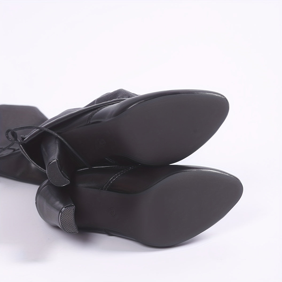 Women's Over-the-Knee Boots Glossy Black PU Side Zipper Heels