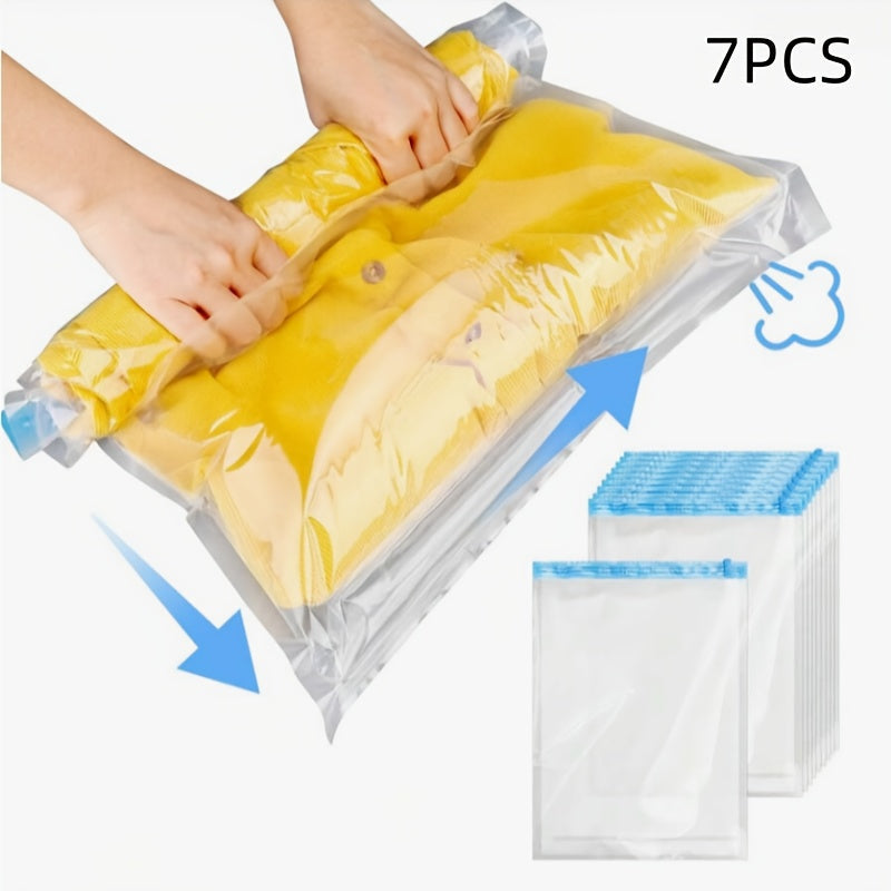 Pack of 7 Compression Storage Bags Space Saving Travel Organizer for Dry and Wet Items