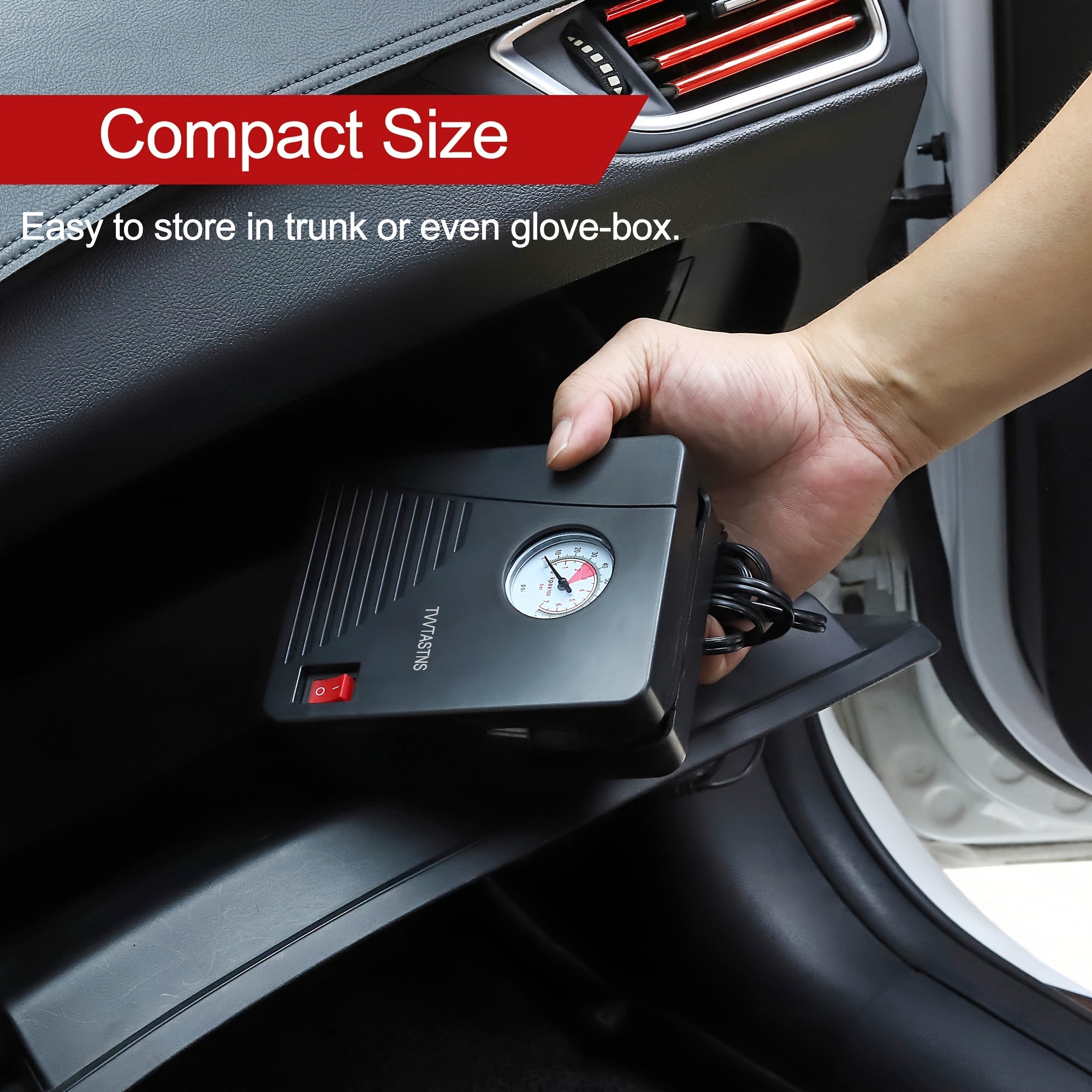 Portable Car Tire Inflator Compressor 12V DC With LED Light for Car Bikes