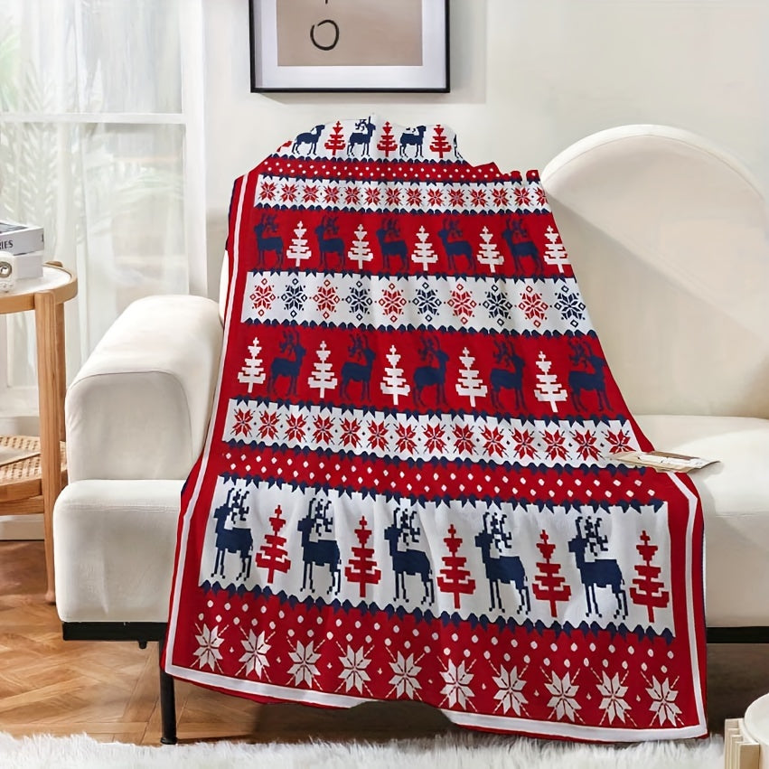 Digital Printed Flannel Fleece Throw Blanket Reindeer Wildlife Reversible for Sofa Bed