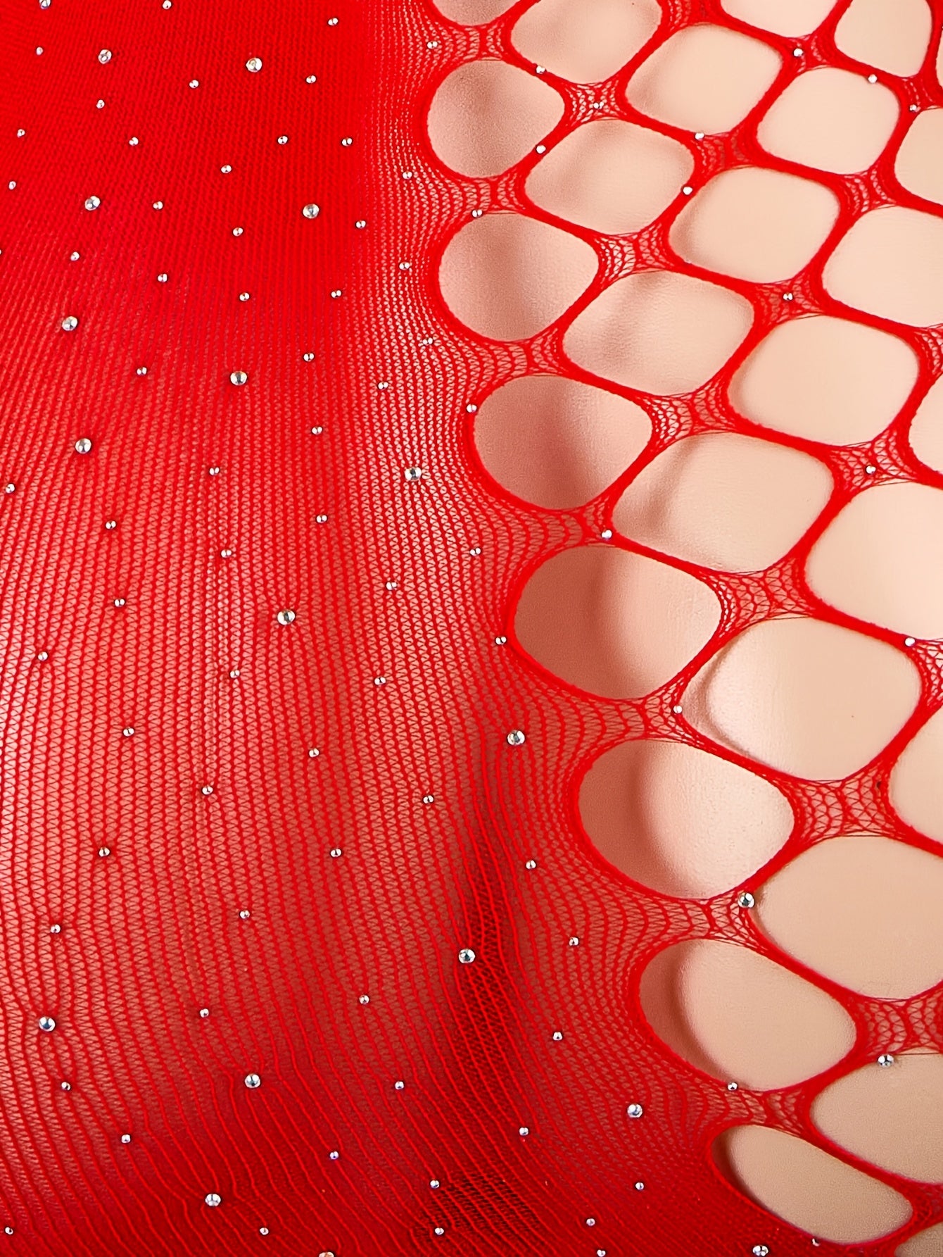 Women's Bodysuit Hollow Design Knit Fabric Solid Color Crotch Opening