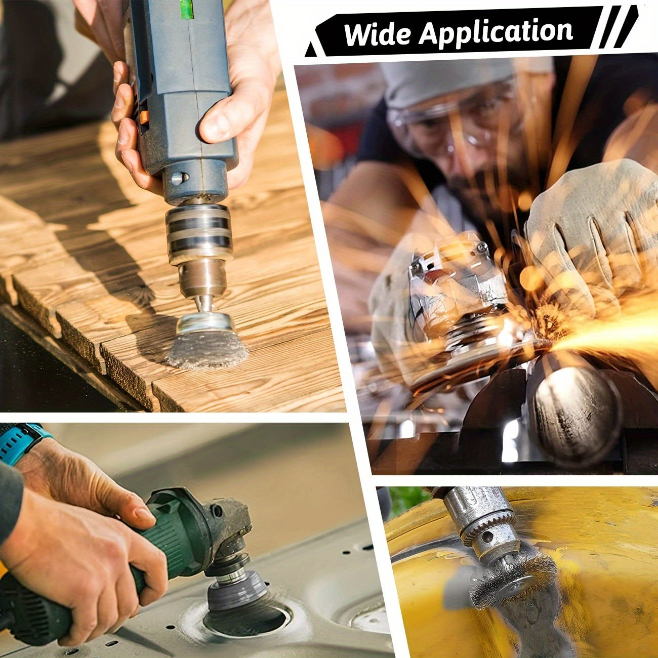 3PCS Wire Brush Wheel Cup Set Coarse Carbon Steel Rust Removal Drill Attachments