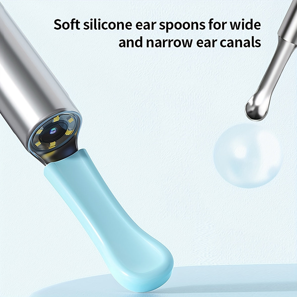 Ear Wax Removal Kit with 5 Silicone Heads USB Rechargeable for iOS and Android