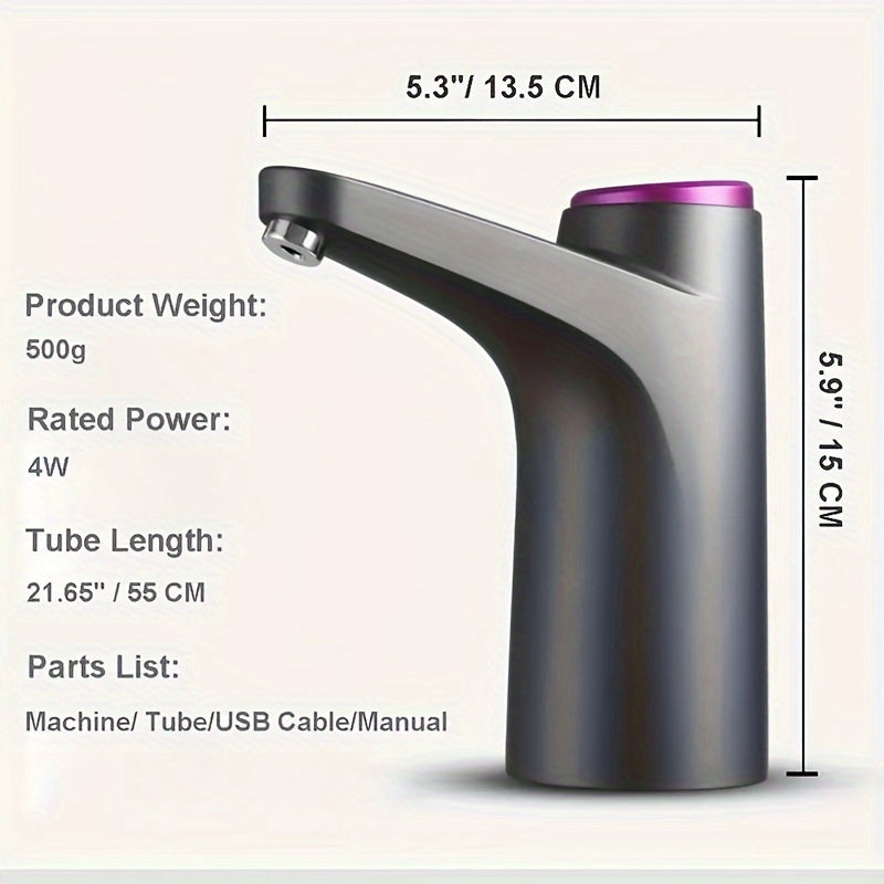 Rechargeable Electric Water Pump for 5.68-18.93L Jugs USB Portable Drinking Water Dispenser