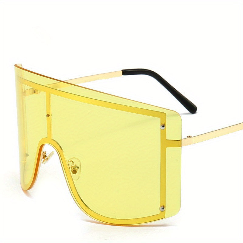 Large Unisex Sunglasses with Anti-Glare Gradient Shield for Summer Beach Parties