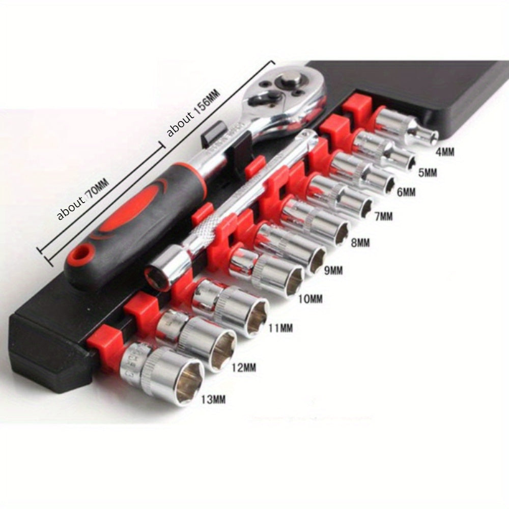 12-Piece Carbon Steel Socket Wrench Set for Bike Motorcycle Car Maintenance with Extension Bars and Ratchet