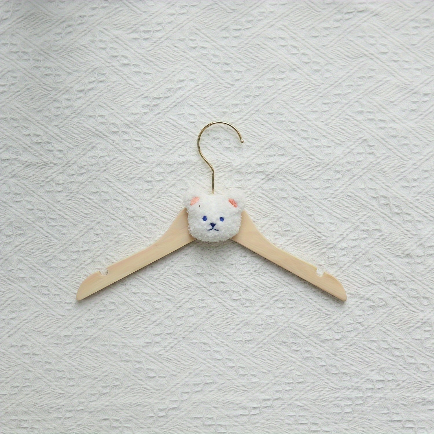 Wooden Clothes Hangers with Cartoon Bear Design Lightweight Durable Swivel Hooks for Ages 14 and Up