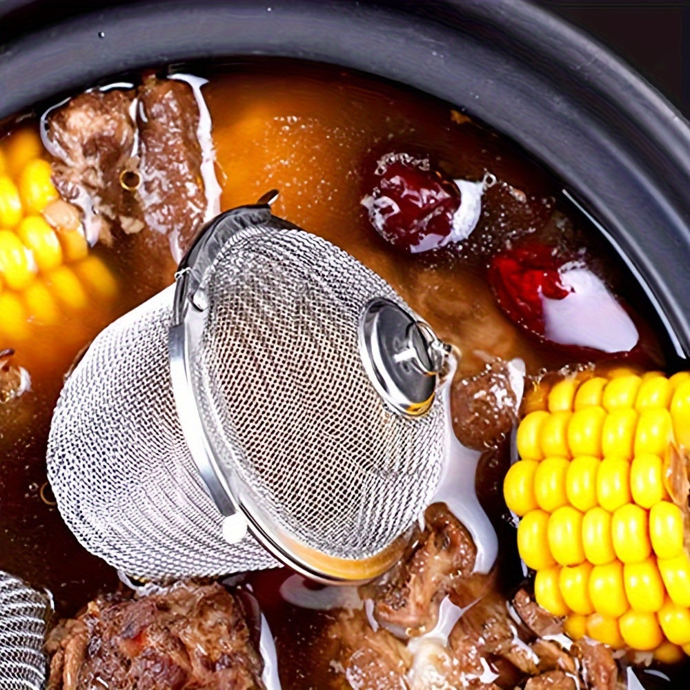 Stainless Steel Seasoning Ball with Tea Brewing Compartment for Soups and Stews