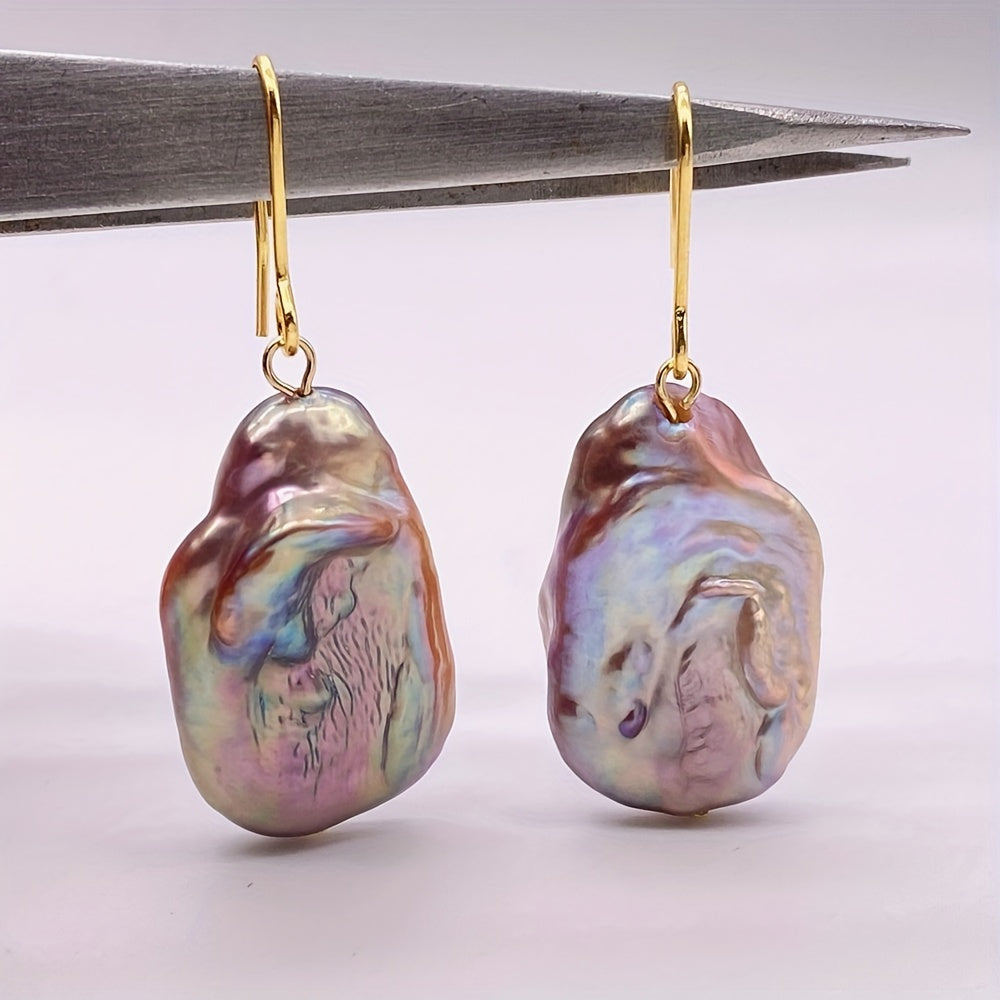Vintage Dangle Earrings with Irregular Baroque Freshwater Pearls for Women