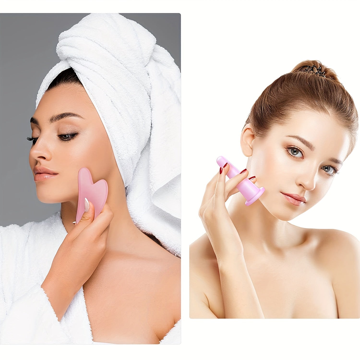 2pcs Facial Massage Tool Set Resin Crystal Double-Headed Rollers and Face Scraper