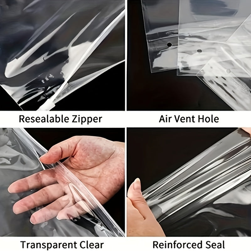 50 dona shaffof 14 Mil qayta ishlatiladigan Ziplock sumkalar, atıştırmalıklar, urug'lar, zargarlik buyumlari uchun paketlash