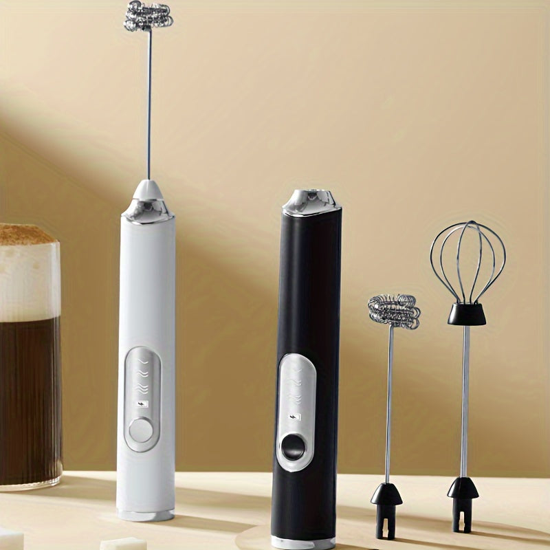 Portable USB Rechargeable Milk Frother Coffee Maker with Whisk and Measuring Cup