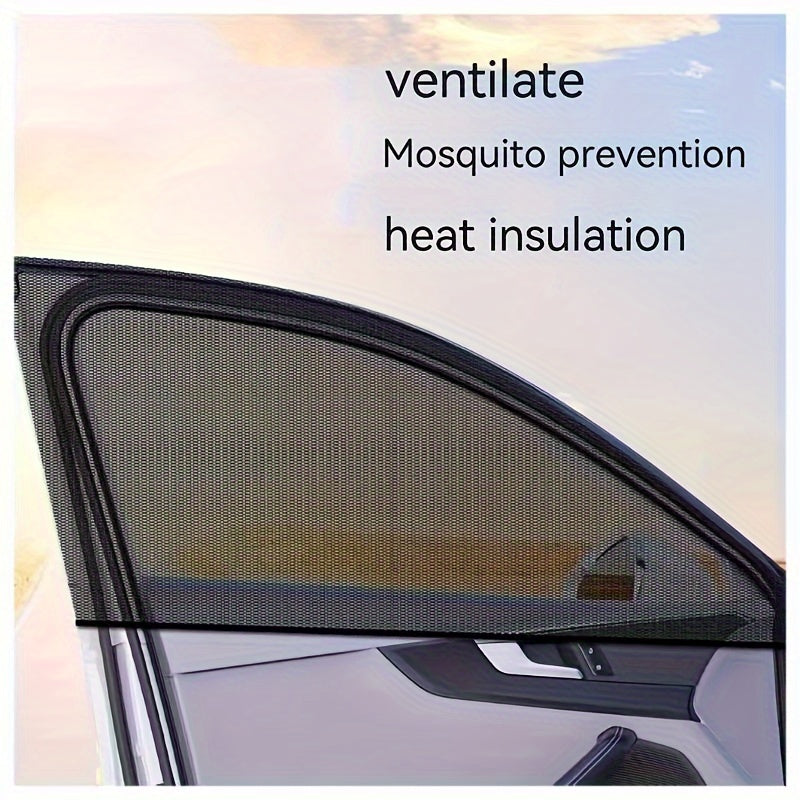 Car Anti-Mosquito Sunshade Curtains, High Elasticity, Cool Protection, 2 Pack