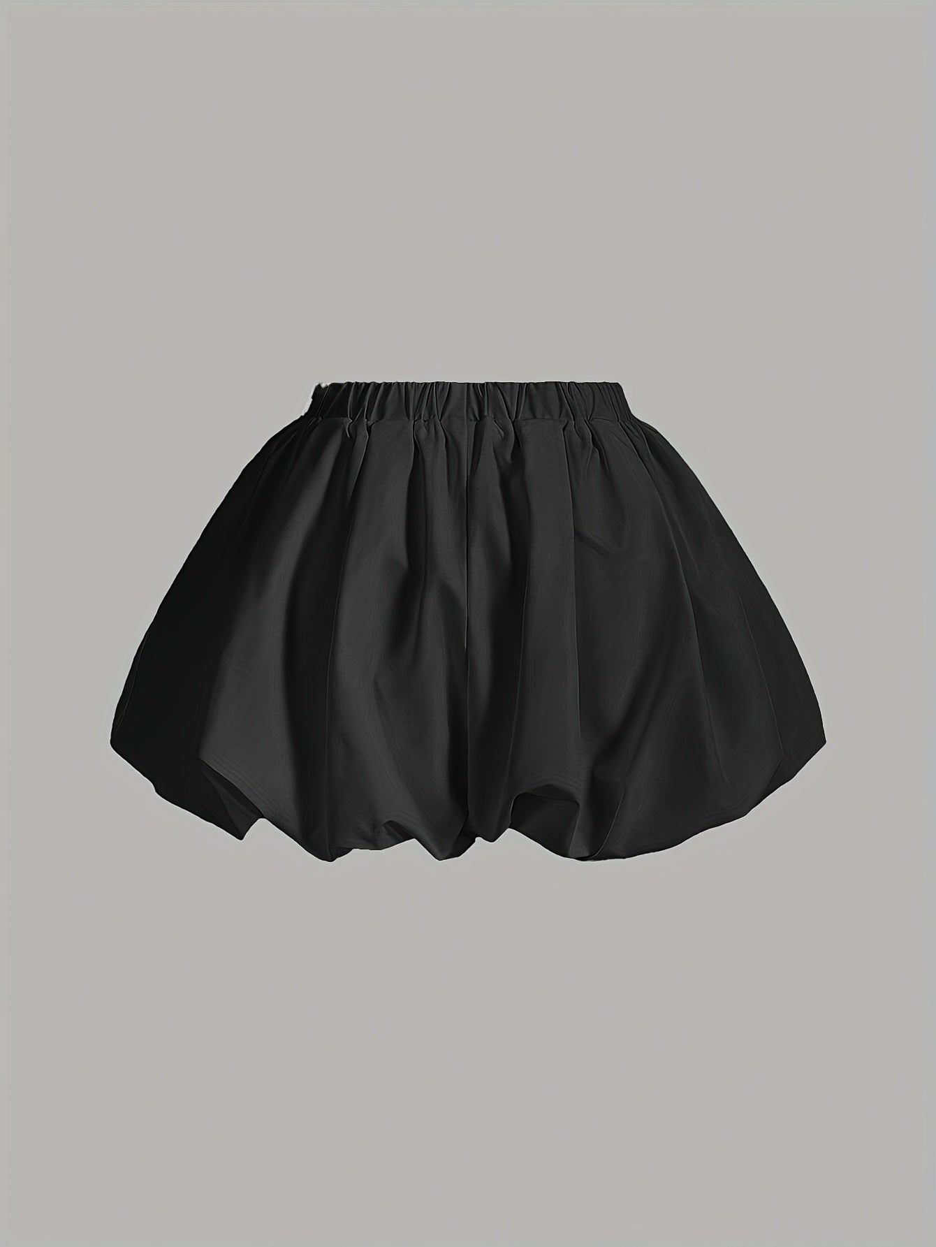 High-Waisted Double-Layer Shorts with Lining and Lantern Hem Solid Color Casual Women