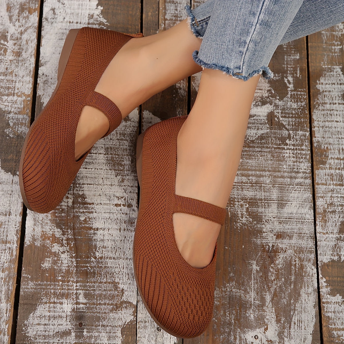 Zapatos casuales de mujer tipo Mary-Jane con tela transpirable y diseño slip-on