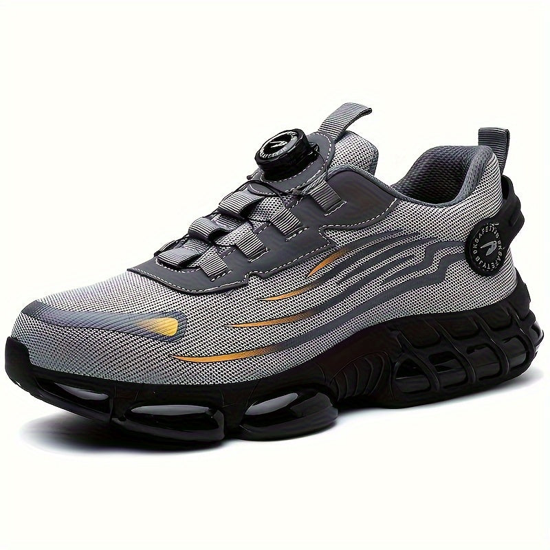 Breathable Mid-Top Safety Shoes with Steel Toe Cap Rubber Sole Fabric Insole