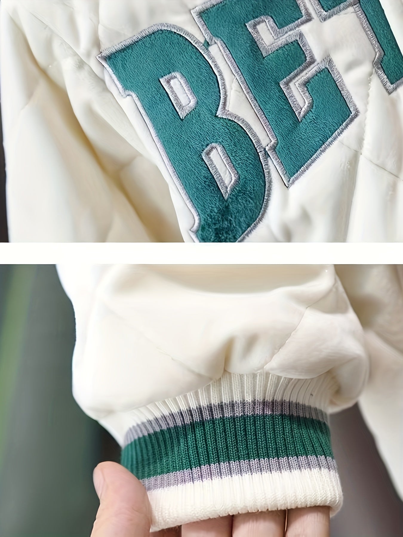 Kids' Cotton-Blend Varsity Jacket with Letter Print for Boys and Girls Winter Coat