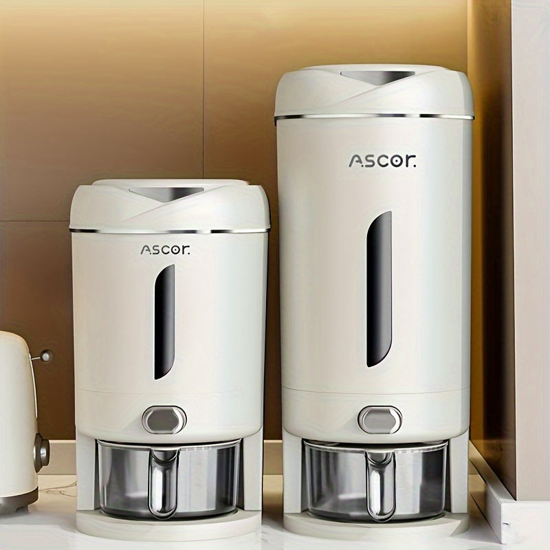 Katta hajmli avtomatik guruch dozatori - namlik va hasharotlarga qarshi, qayta ishlatiladigan plastmassa saqlash konteyneri, oshxona tashkilotchisi, 9.98kg.