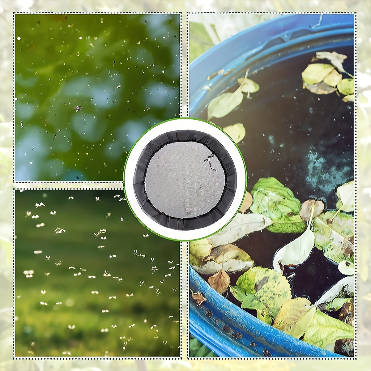 Мешковая крышка для дождевого бочка синяя, моющаяся, с вентиляционными отверстиями и шнурком