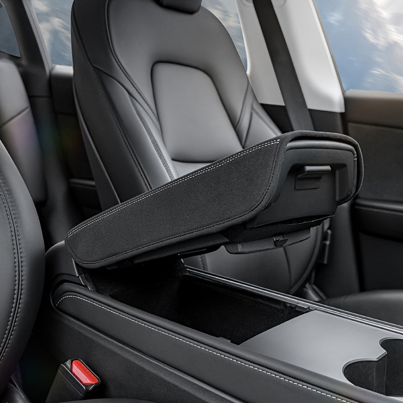 Car Interior Armrest Cover Faux Leather for Model Y and 3 Protective Mat