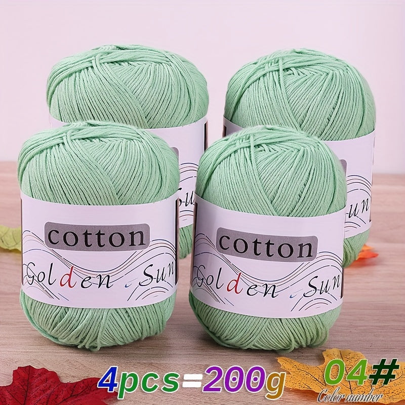 4pcs Cotton Yarn Medium Weight for Crocheting Knitting Multicolor Gradient Autumn Leaves Design