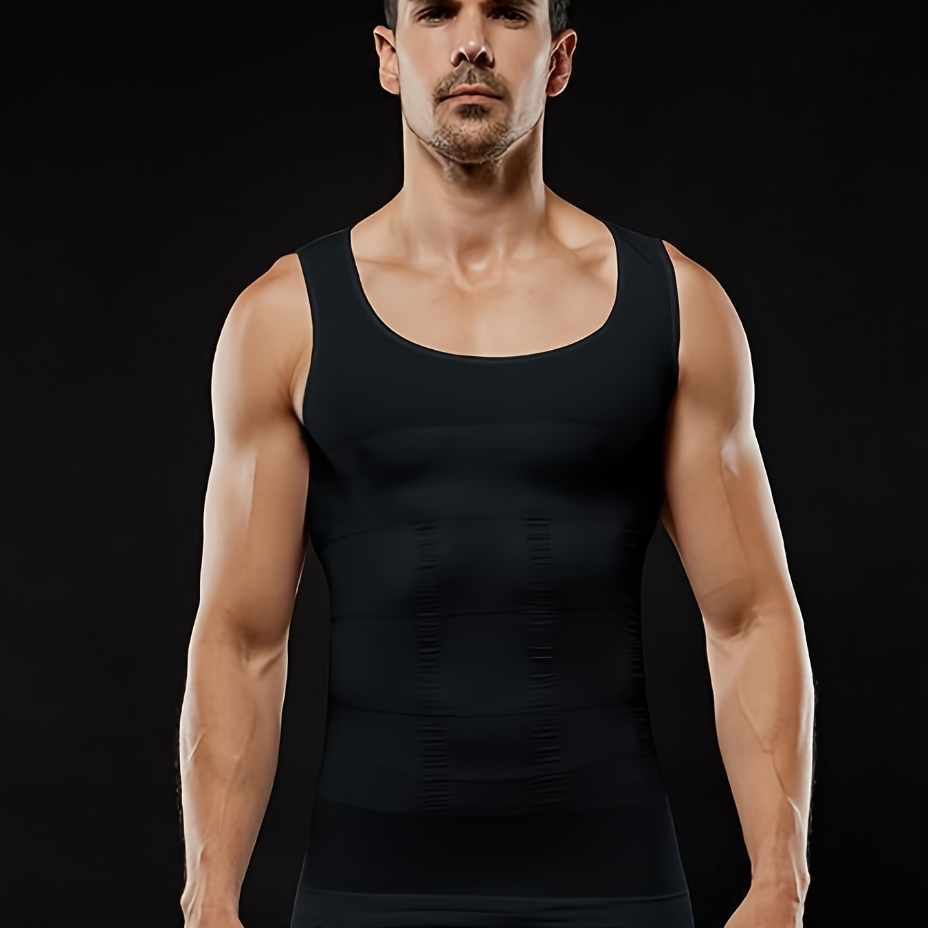 Men's Slimming Compression Tank Top High Stretch Solid Color Sleeveless Vest