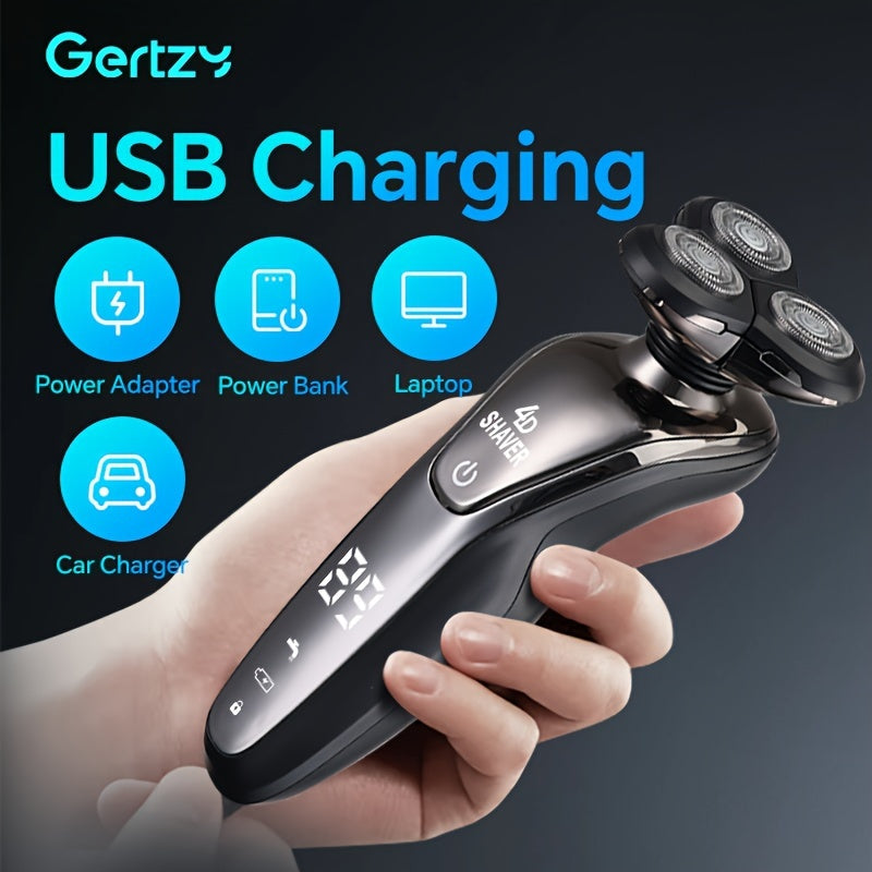 Afeitadora eléctrica para hombres con recortadores de nariz y patillas, cepillo de limpieza facial, cuchillas de acero inoxidable, recargable, más de 60 minutos de autonomía