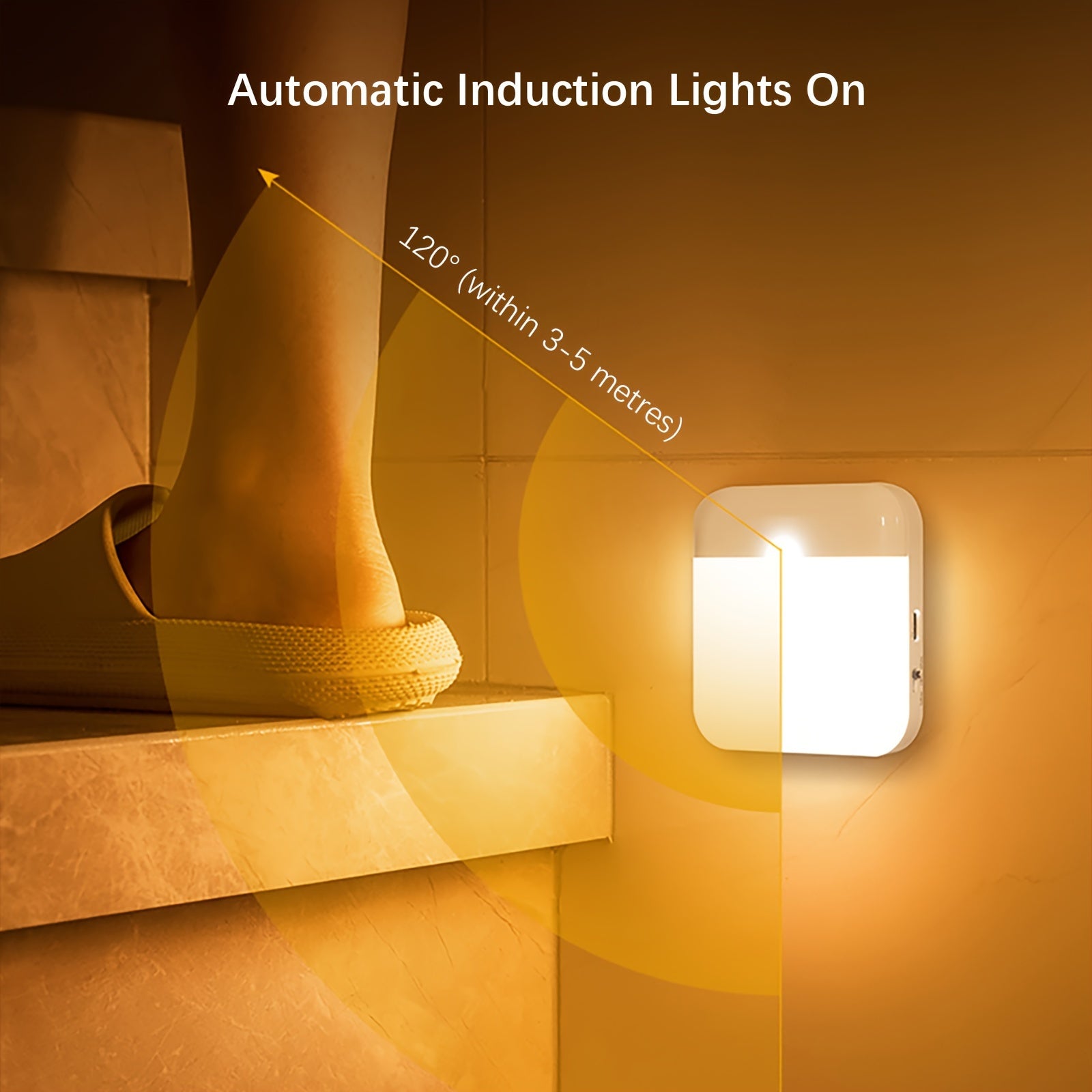 Luz nocturna con sensor de movimiento LED con 3 modos de iluminación, recargable por USB-C, lámpara de pared interior