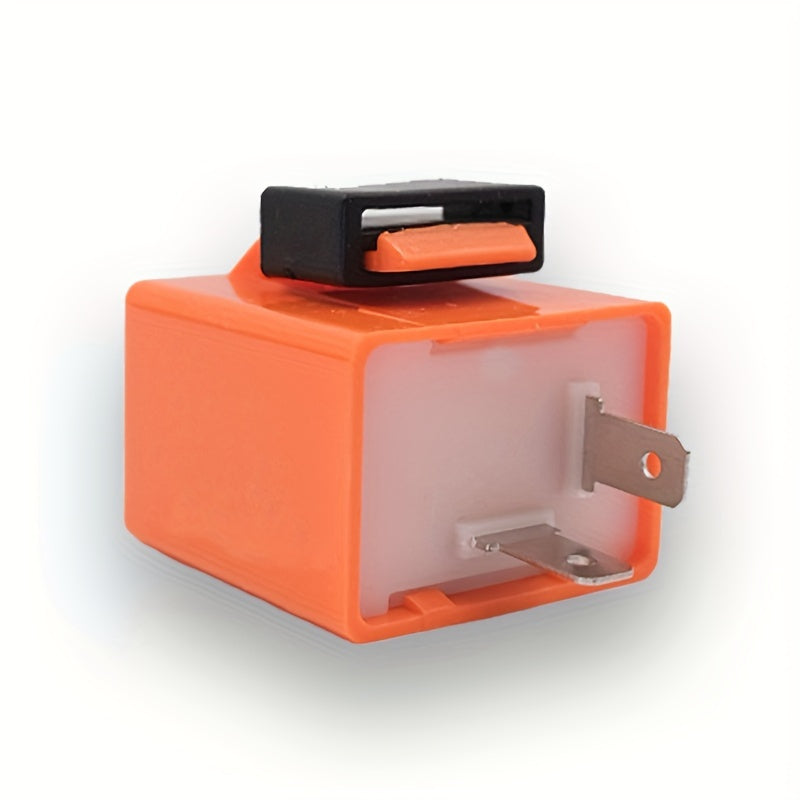 Relé de motocicleta LED ajustable de 2 pines, duradero, con terminales de ABS naranja y negro