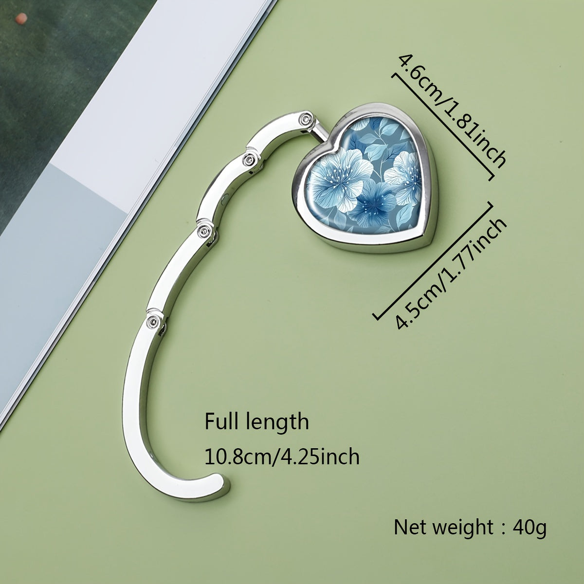 Heart-Shaped Boho Zinc Alloy Purse Hanger Foldable Tabletop Handbag Hook